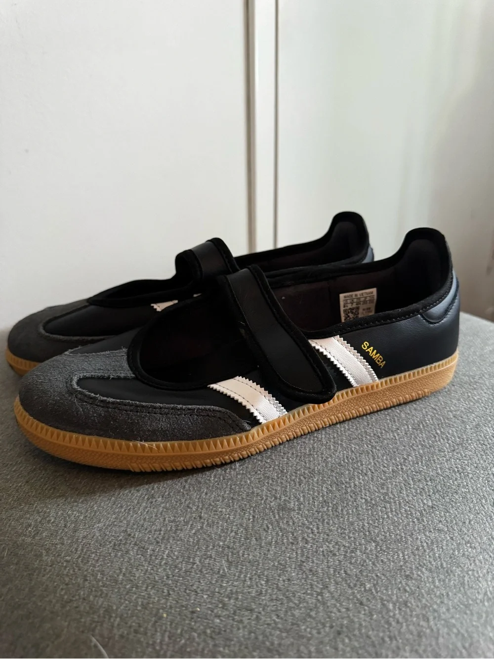 adidas Samba Mary Jane Sneakers - Black/White with Gum Sole - Picture 7 of 10
